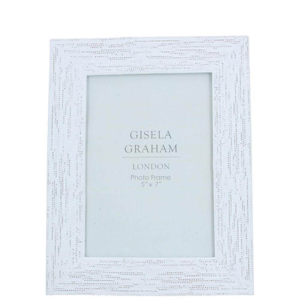 Gisela Graham White Wash Beaded Resin Frame 5x7
